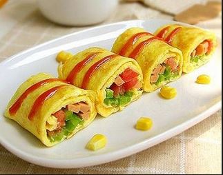 Cách làm món Trứng cuộn dăm bông và nui phong cách Nhật Bản